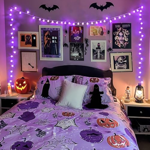 JMEXSUSS Connectable 100 LED Globe Purple Halloween Lights Indoor 8 Modes - Image 5