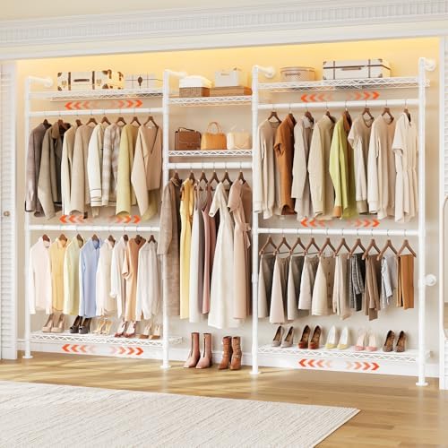 ONBRILL H3 Plus Expandable Wall Mounted Closet System Clothes Rack White by ONBRILL