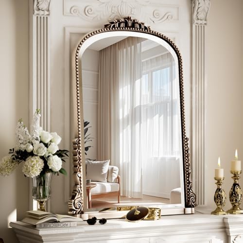 28"×40" Silver Arched Wall Mirror by Unknown