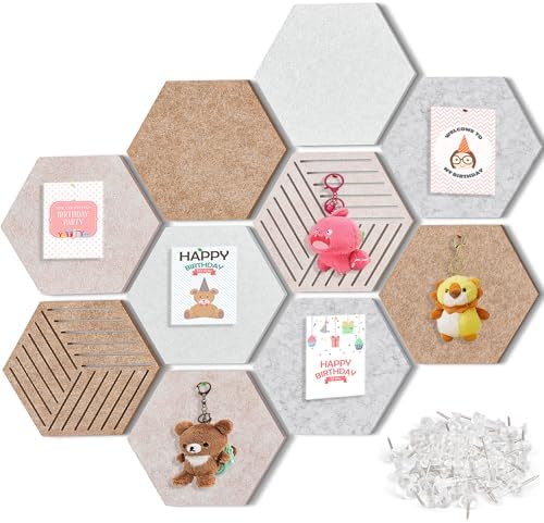 Hexagon Cork Boards for Walls Self Adhesive, 10 Pack 12 x 10 inch by Unknown