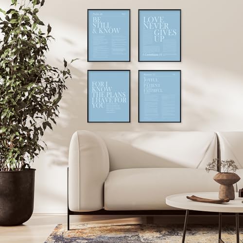 Locomiss Light Blue Christian Wall Art Decor, Modern Bible Verse Prints - Image 3