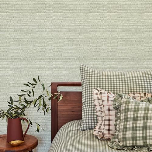 Simon&Siff Textured Grasscloth Peel and Stick Wallpaper 17.7"x1200" Neutral - Image 4