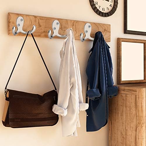 IBosins 8 Pack Silvery Double Prong Coat Hooks Wall Mounted - Image 4