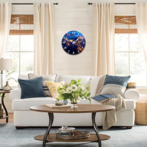 12" Silent Wall Clock, Round Wall Clock, Earth Night View - Image 4