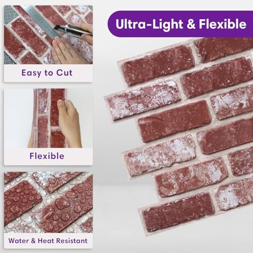 3D Faux Brick Wall Panels Peel and Stick, Designed - Image 5