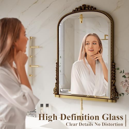 24"×32" Gold Arched Wall Mirror - Image 6