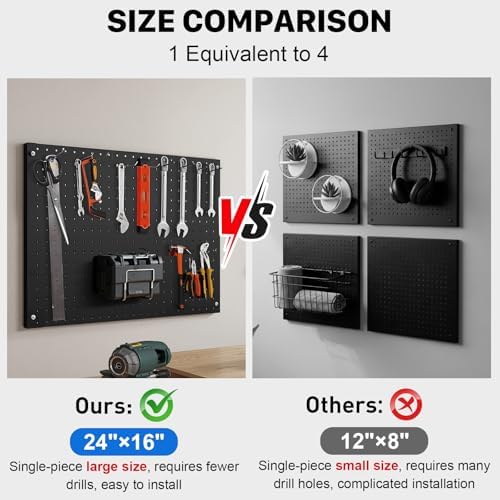 Peg Board, 2 Pack Metal Pegboard Panels Black Pegboards Wall Organizer - Image 5