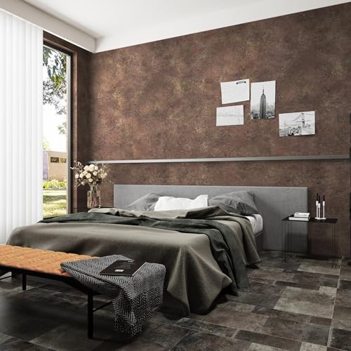 48x197in Extra Wide Concrete Wallpaper Peel and Stick Retro Brick Red Granite - Image 3
