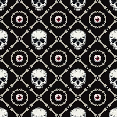FLFK Peel and Stick Wallpaper Skull and Eyeballs Black Wallpaper 16" x 64" by FLFK