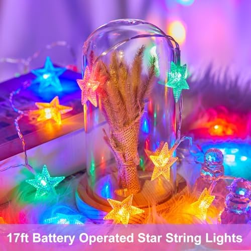 Minetom Star String Lights Battery Operated - 17 ft 50 LED Star Fairy String - Image 6
