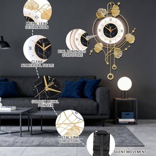 Wall Clock with Light, Large Decorative Clock - Image 2
