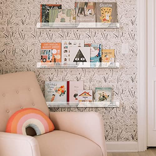2 Pack 36 Inch Clear Acrylic Kids Wall Bookshelves, Display Rack - Image 6