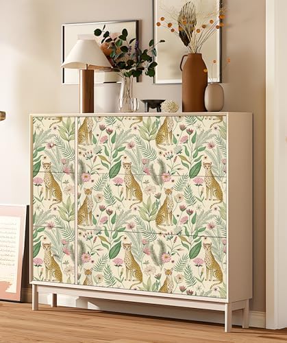Floralplus Wallpaper Peel and Stick Removable Floral Cheetah Wallpaper Tropical - Image 3