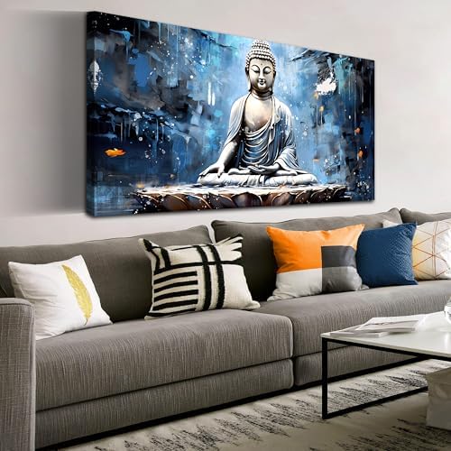 Xxliren Blue Buddha Wall Art Spiritual Wall Decor 60 x 30 Inch - Image 3