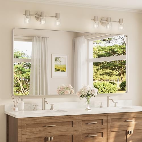 TETOTE 72 x 36 Inch Brushed Nickel Bathroom Mirror by TETOTE