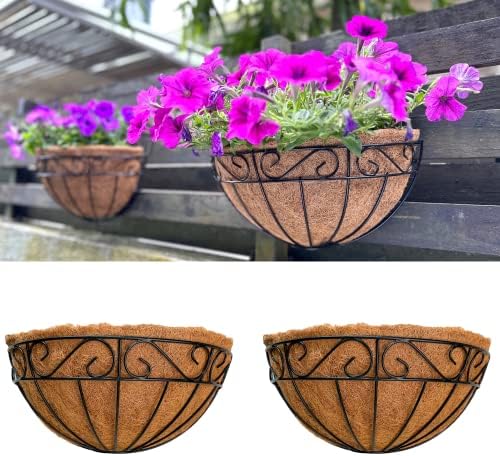 LaLaGreen Fence Wall Planter Black Coco Liner Baskets by L%C3%A1L%C3%A1Green