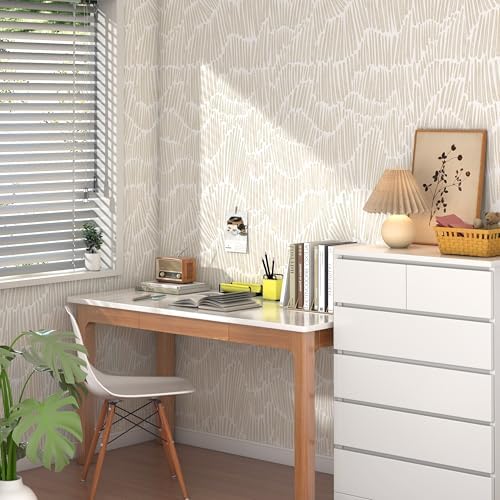 Theper Beige Peel and Stick Wallpaper Modern Contact Paper 17.3"×393" - Image 6