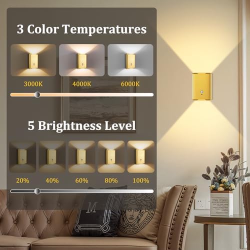 Eneru Motion Sensor Wall Sconce, Rechargeable Wireless Lights Indoor 4 Pack - Image 6