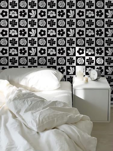 Heroad Peel and Stick Wallpaper Modern Contact Paper Black and White Floral - Image 6