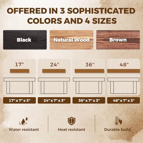 Floating Shelves, 24 x 7 Inch Fireplace Mantel - Image 7