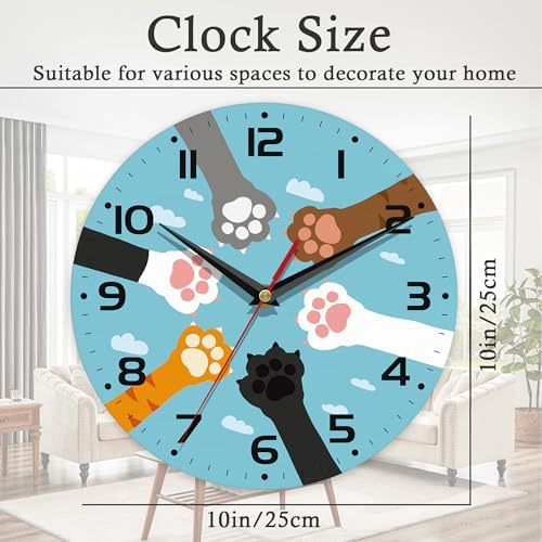 Wall Clock, 10 Inch Silent Non-Ticking Home Kitchen Decor, Battery Operated - Image 2