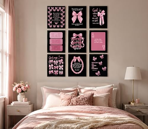 Pink Christian Wall Art Set of 9, Bible Verse Prints 8x10 Inch Unframed - Image 6