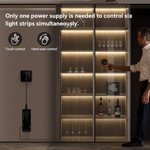 Black Cabinet Light COB LED Strip 6‑in‑1 Dimmable Touch Control - Image 4