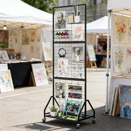 ELYKEN Foldable Grid Wall Panels, 5.7 x 2 FT Movable Gridwall Display Rack - Image 5