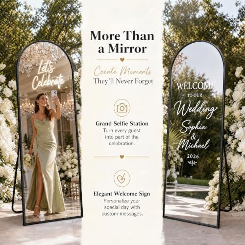 59"x19" Arched Full Length Mirror, Standing Floor Mirror - Image 4