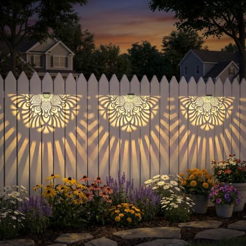 Hapjoy Solar Fence Lights Outdoor 4 Pack Solar Step Lights LED Powered Wall - Image 6