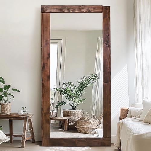 71x32in Full Length Mirror, Solid Wood Convex Frame - Image 5