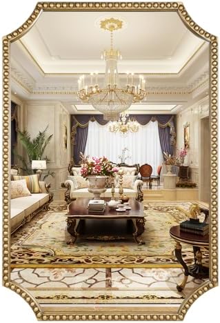30"x40" Mirror for Wall, Full Scalloped Corners Rectangle Decorative Mirror by Fobule