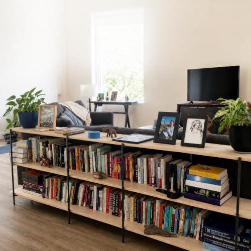 Sintuff 3 Tiered Industrial Metal Bookshelf Frame, 2 Pack Modular DIY Shelving by Sintuff