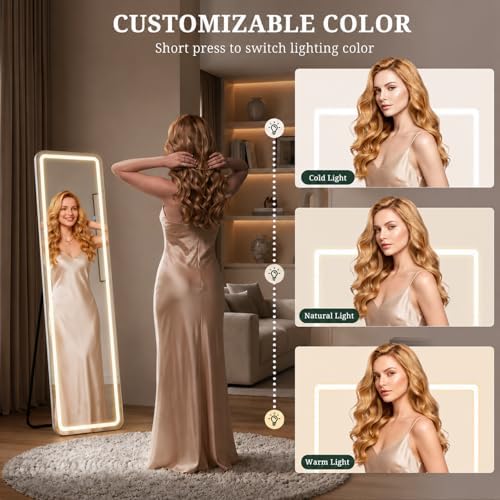 LED Mirror Full Length with Lights, 59.85"x15.75" Lighted Full Body Mirror - Image 3