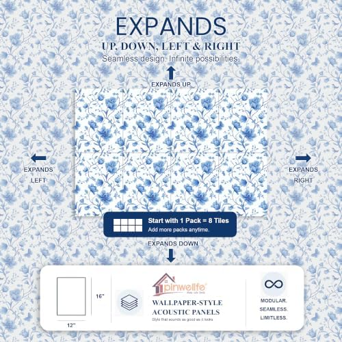 PINWELIFE® Acoustic Art Tiles – 8-Pack 12"x16" Sound Absorbing Panels, Seamless - Image 5