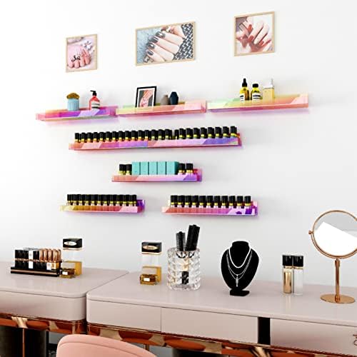 4 Pack 15 Inch Iridescent Acrylic Floating Wall Shelves, Rainbow Shelves - Image 6