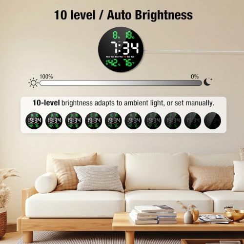 10 Inch Large Digital Wall Clock, LED Round Electric Clocks - Image 7