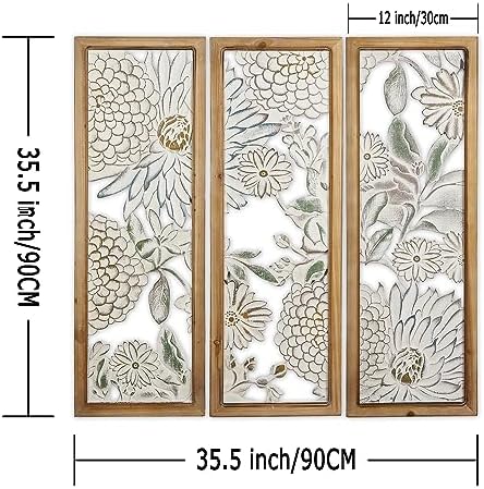 XIAOAIKA Boho Vintage Hand-Carved Floral Wood Wall Art Panels - Image 2