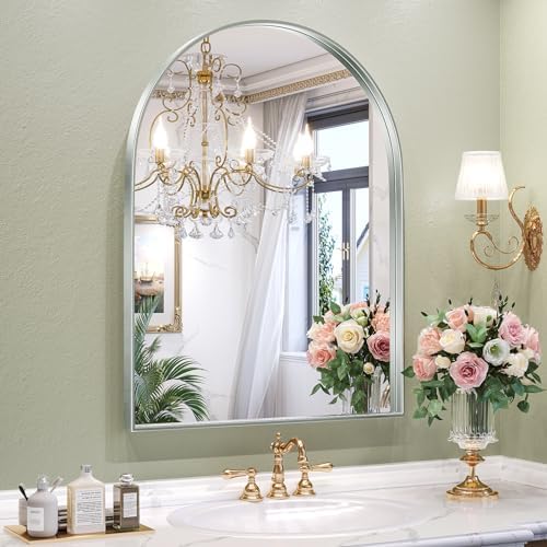 Brightify Metal Framed Arched Wall Mirror, 24 x 36 Inch, by Brightify