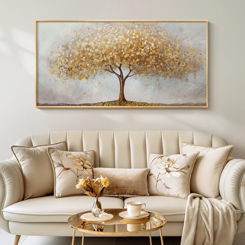 Large Framed Modern Gold Tree of Life Wall Art - Image 3