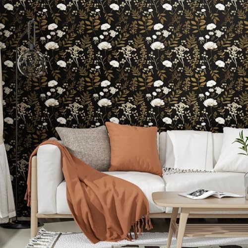 Laatse Vintage Dark Floral Leaf Peel and Stick Wallpaper 17.5"x393" - Image 3