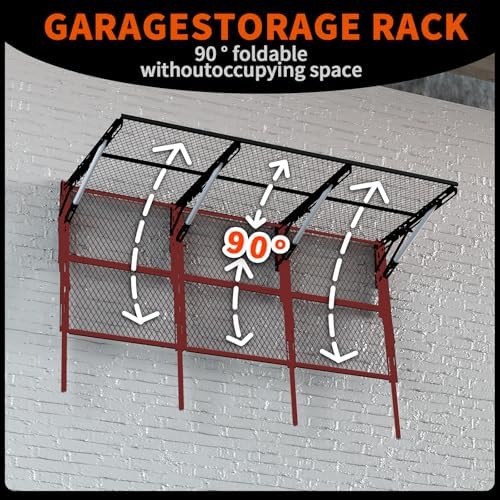 Heavy Duty Foldable Garage Storage Shelves Wall Mounted Metal Rack Unit - Image 4