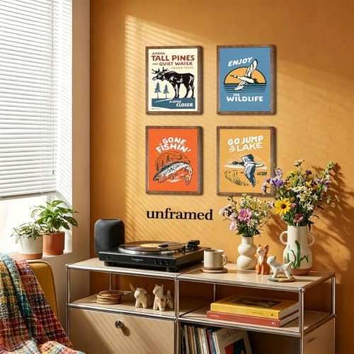 SHRNGCK Vintage Outdoor Posters Set of 6 Funny Wilderness Camping Hiking Wall - Image 3