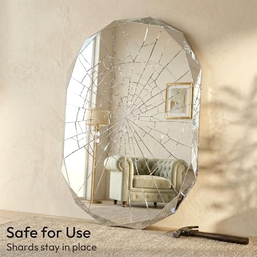 24" x 36" Diamond Edge Frameless Oval Mirror, Faceted Wall Mirror - Image 5