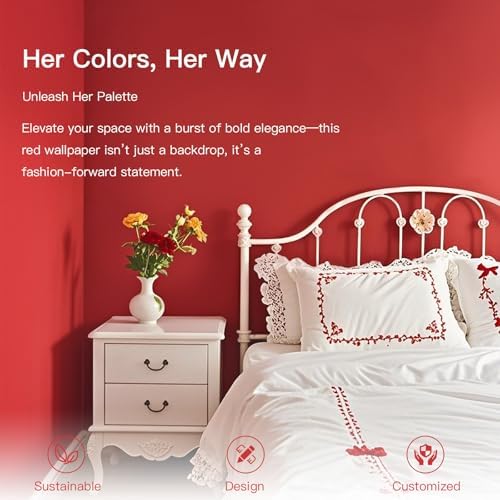 Ismoon 15.7"X118" Wall Paper Peel and Stick Modern Contact Paper Red Wallpaper - Image 2