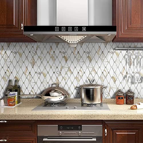 STICKGOO 1 Sheet Peel and Stick Backsplash, Calacatta Golden Stick on Aluminum - Image 4