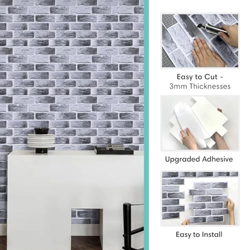 Commomy 3D Wall Panels Peel and Stick Faux Brick 10 Pcs 11.8" x 11.8" - Image 6