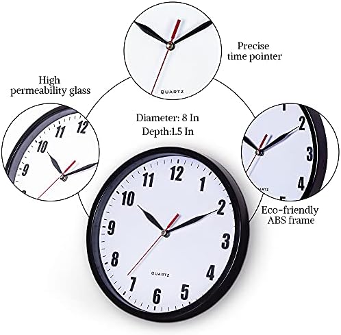 SAC SMARTEN ARTS 8" Silent Quartz Wall Clock Non-Ticking Digital Clock - Image 6