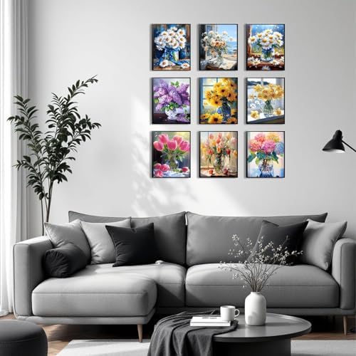 XIANGRUI Flowers Market Posters Wall Art Set of 9, Preppy Minimalist Canvas - Image 5