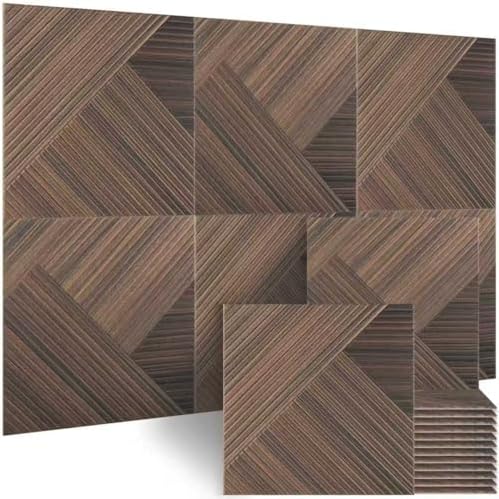 BUBOS 6 Pack Wood Wall Panel, 23.6"x23.6" Peel and Stick Faux Acousitc Panel by BUBOS